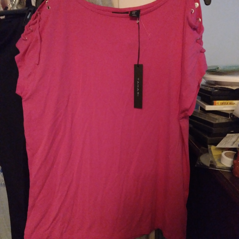 Mid Summer Sale Tahari Tie Up Sleeve Tshirt